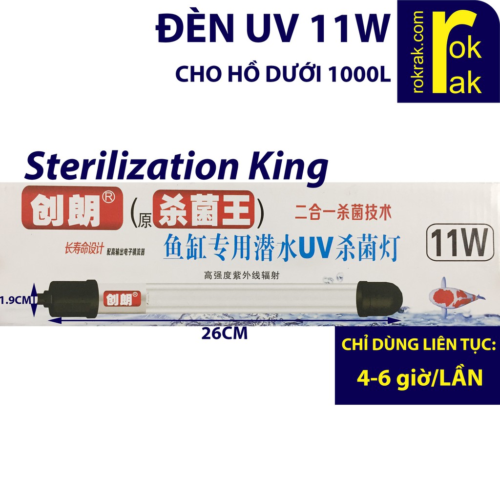 GIÁ SỈ-Đèn UV 11W diệt tảo khuẩn cho hồ cá dưới 1000L Sterilization King