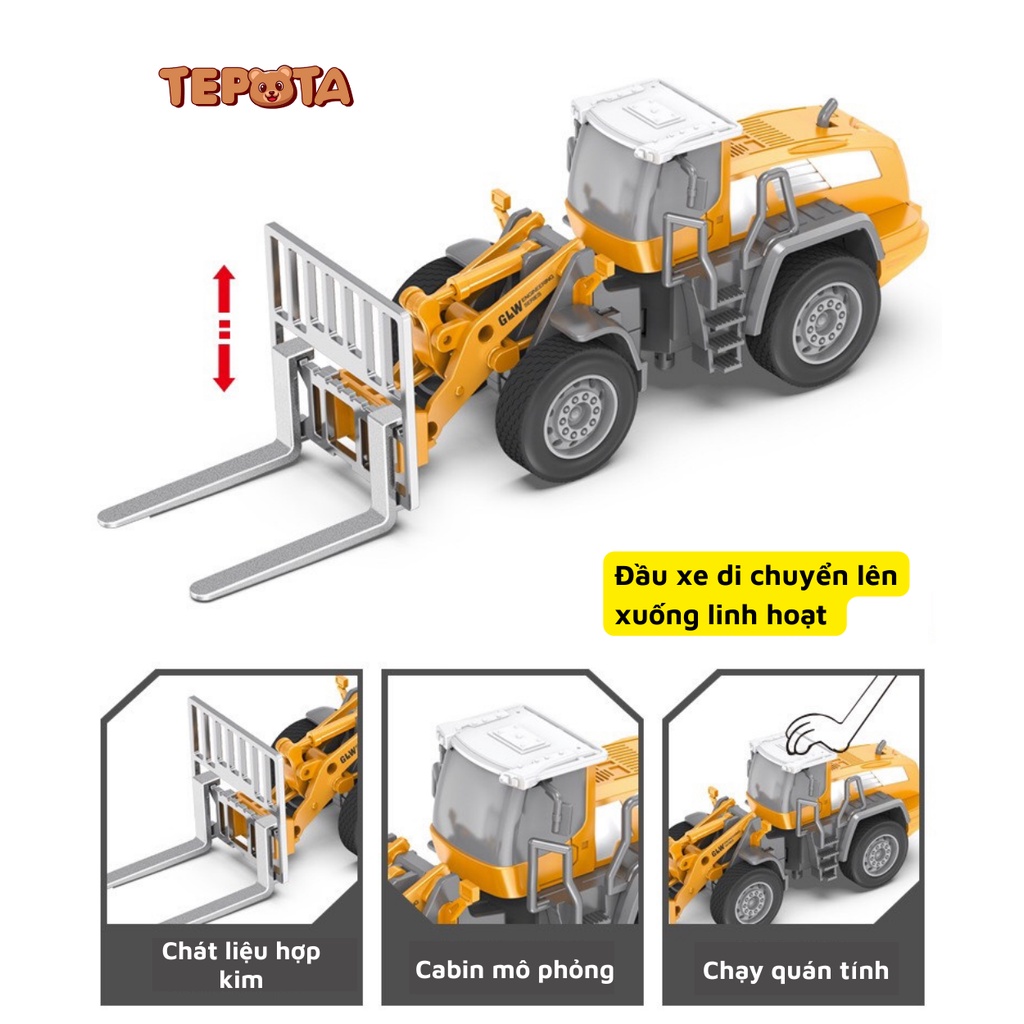 [CÓ HỘP] Xe Nâng Đồ Chơi TEPOTA Mô Hình Xây Dựng Chất Liệu Hợp Kim Cao Cấp An Toàn Cho Bé X03-XENANG