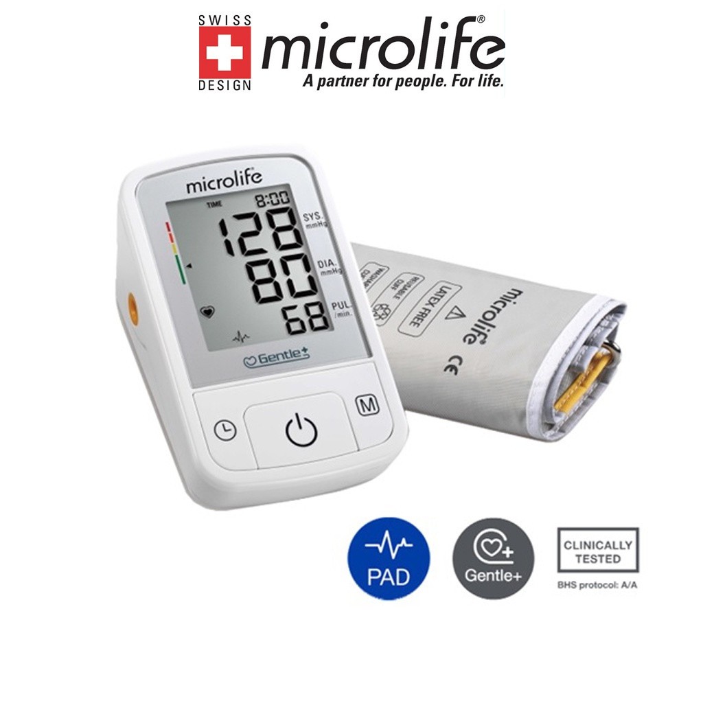 Máy đo huyết áp Microlife BP A2 Basic công nghệ bơm thông minh Gentle+ và cảnh báo rối loạn nhịp tim PAD