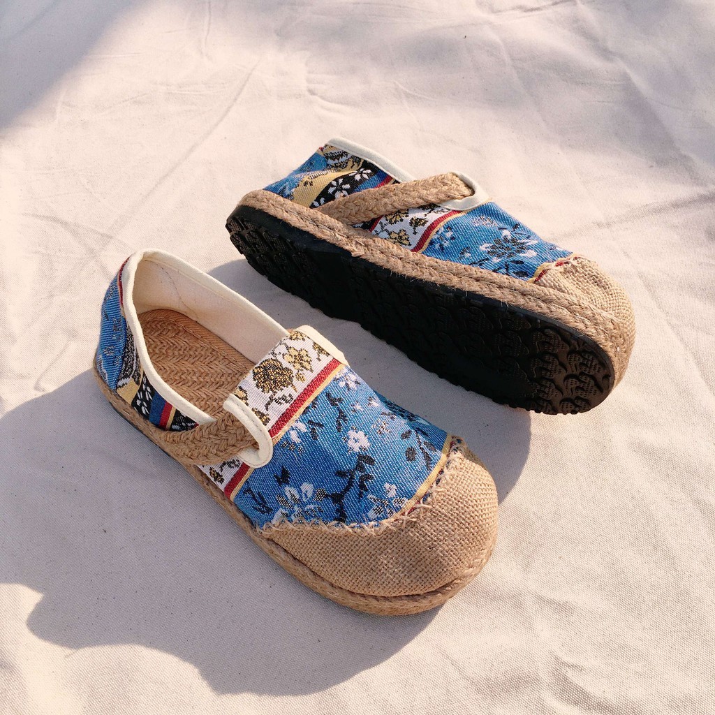 Giày cói thêu hoa văn Shamong êm chân vintage mã 6067