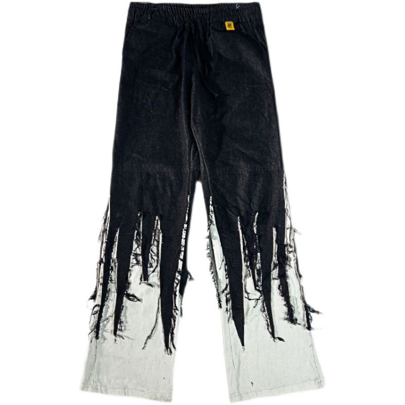 Quần Jeans Dài Ống Rộng Màu Đen Phong Cách Hip Hop Đường Phố Cho Nam Và Nữ
