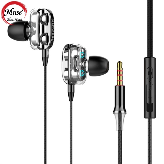 Tai Nghe Lõi Tứ Hi-fi Có Dây Điều Khiển Siêu Đế Và Mic Tương Thích Với Huawei Xiaomi