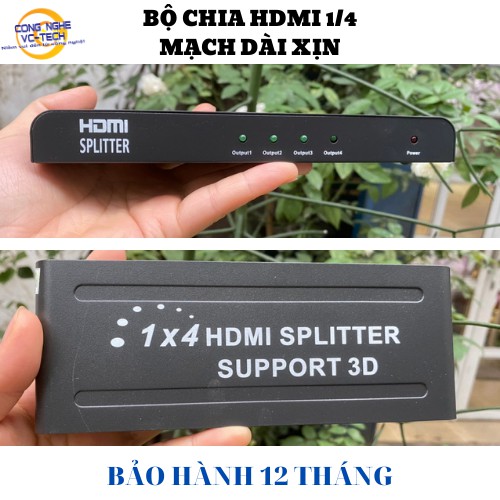 BỘ CHIA HDMI 1 RA 4 MẠCH DÀI XỊN -CHIA HDMI 4 PORT-Bộ chia HDMI 1 ra 4, HUB HDMI 1 ra 4 hỗ trợ 3D mạch dài