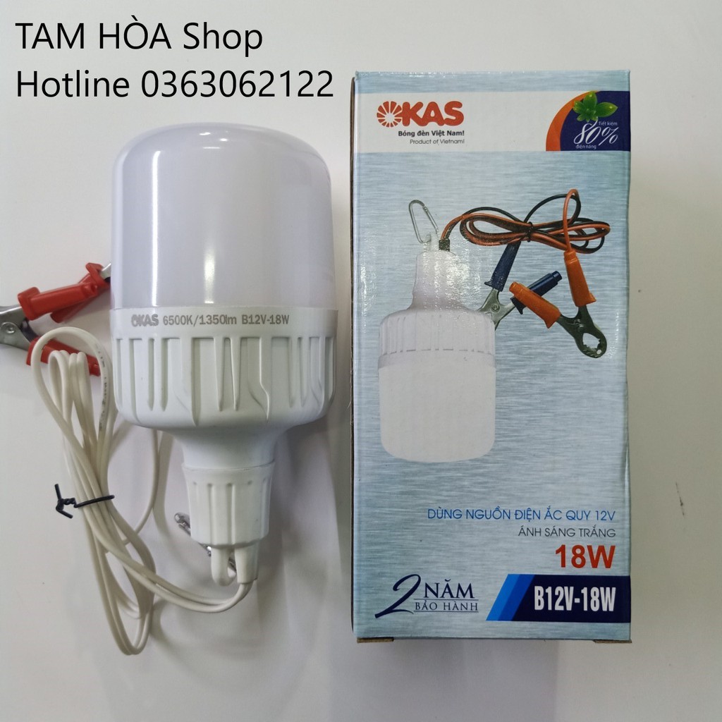 Bóng đèn LED kẹp acquy 12VDC 18W OKAS siêu sáng