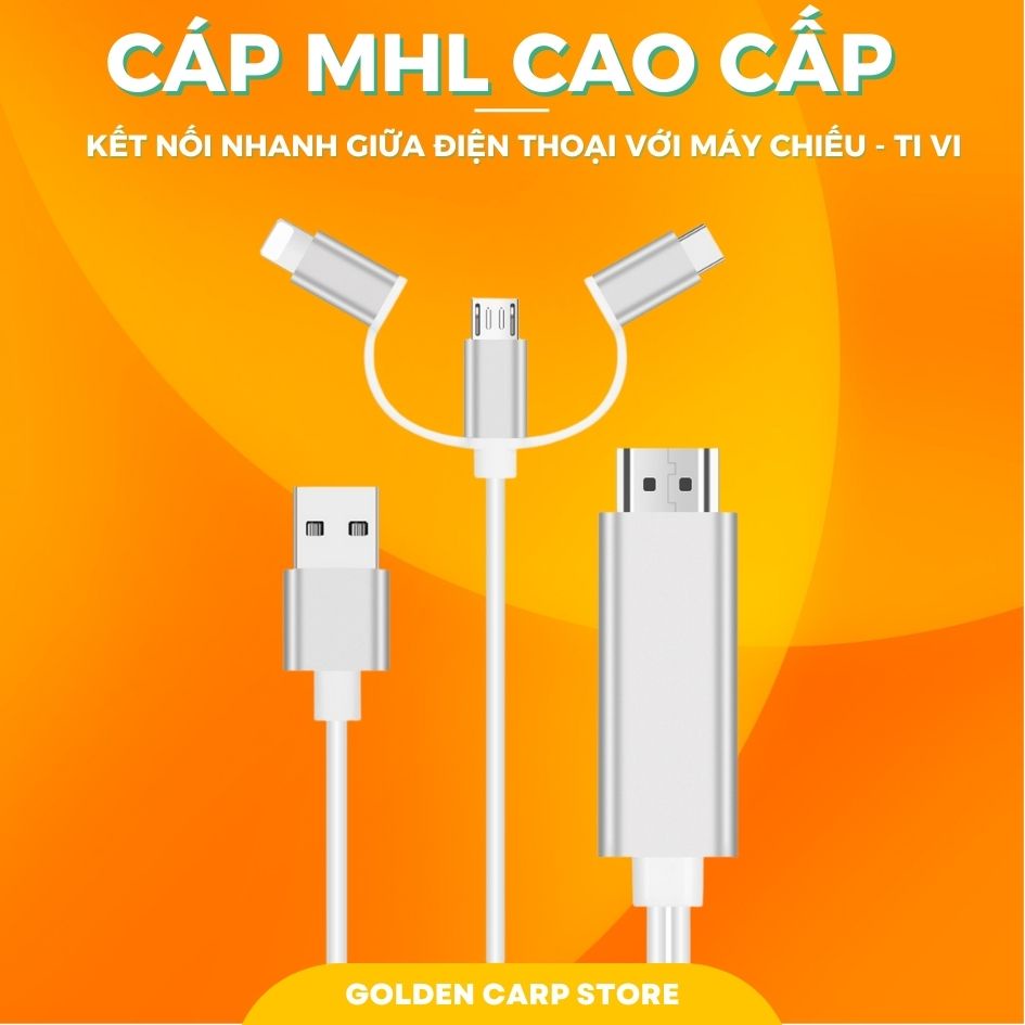 Cáp MHL cao cấp - Kết nối điện thoại ra tivi, máy chiếu - Hỗ trợ tất cả các dòng điện thoại