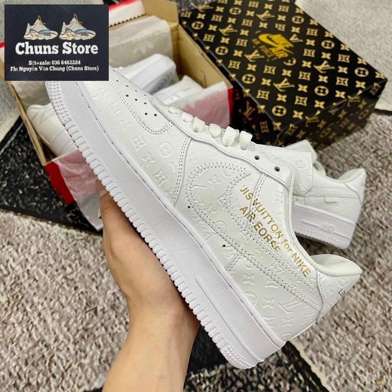 Giày AF1 louis vution trắng full, giày air force 1 LV trắng cao cấp mới
