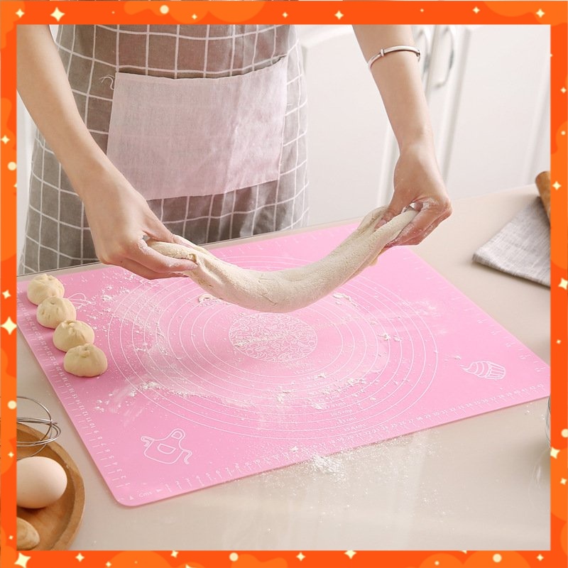 Thảm cán bột silicon nhào bột chống dính chịu nhiệt, bộ dụng cụ làm bánh 40x50cm Liin'shop