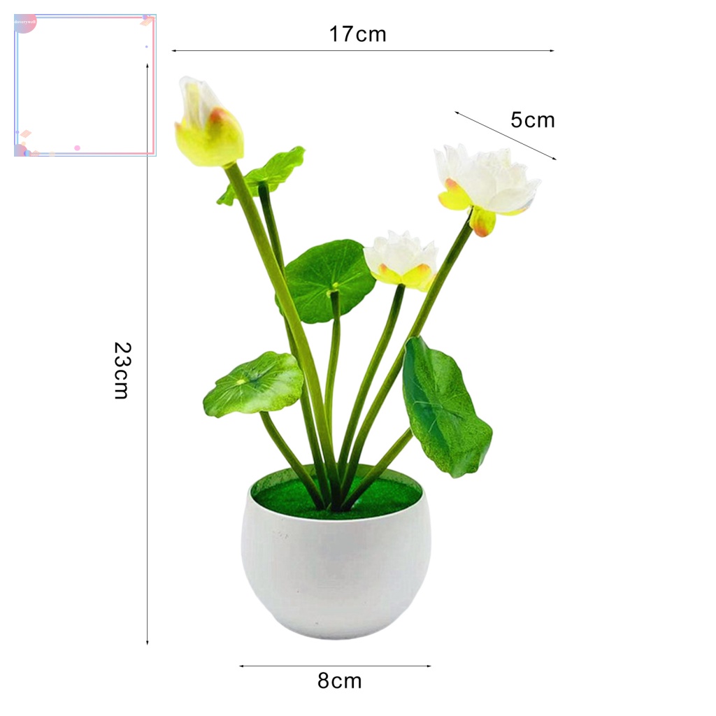 Chậu Hoa Sen Nhân Tạo Màu Sắc Tươi Sáng Dùng Trang Trí Nhà Cửa