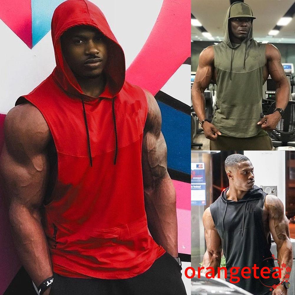 Áo hoodie sát nách dành cho nam mặc tập gym ་