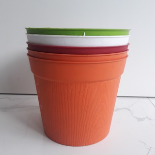 Combo 5 Chậu nhựa vân gỗ 18 (18cmx13.5cm)