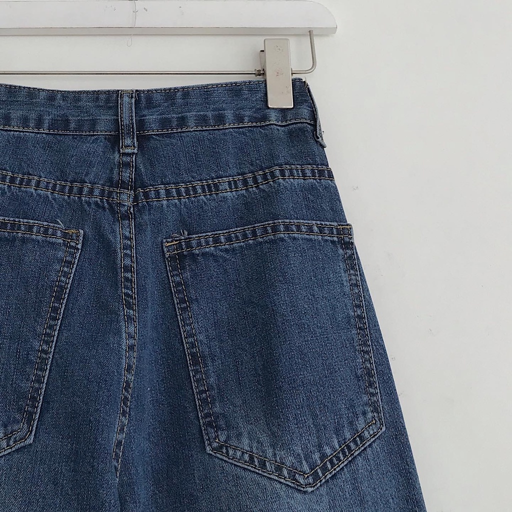 Quần Jean Nữ Lưng Cao AZAH  JEM CLOSET  Màu Xanh Thiết Kế Basic Phối Đồ Lên Dáng Siêu Xinh 2888