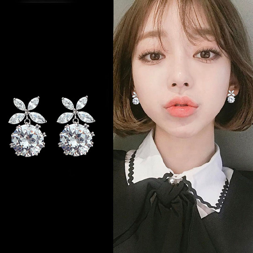 Khuyên tai dáng dài đính đá S925 thời trang dành cho nữ