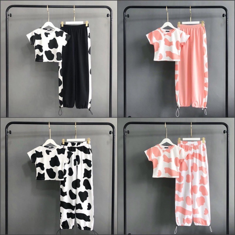 FullSet Bò Sữa Croptop Body LongPant 3D Ảnh Thật