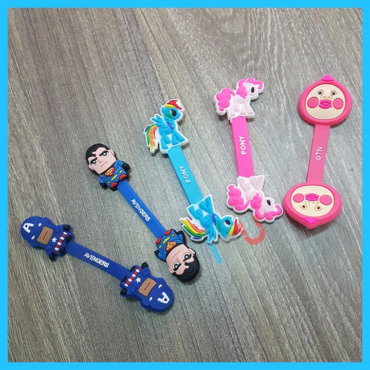 HCM - Dây kẹp gọn dây sạc tai nghe điện thoại chuột máy tính hoạt hình siêu anh hùng, vịt vàng, minion