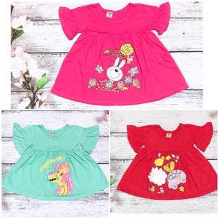 Áo lẻ fom babydoll tay lỡ bèo bé gái 12-28kg
