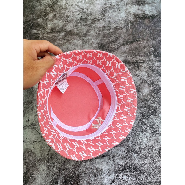 (HÀNG XUẤT XỊN) Mũ / Nón Bucket hồng nhiều logo N13 MONOGRAM BUCKET HAT PINK/WHITE Made in Viet/nam full tem tag One siz