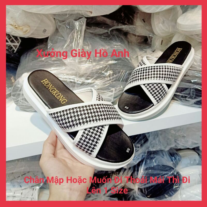 Dép Bánh Mì Dép Quai Chéo Dạ Đế PU Siêu Nhẹ Cao 3P Cực Êm Tôn Dáng Ảnh Chụp Thật