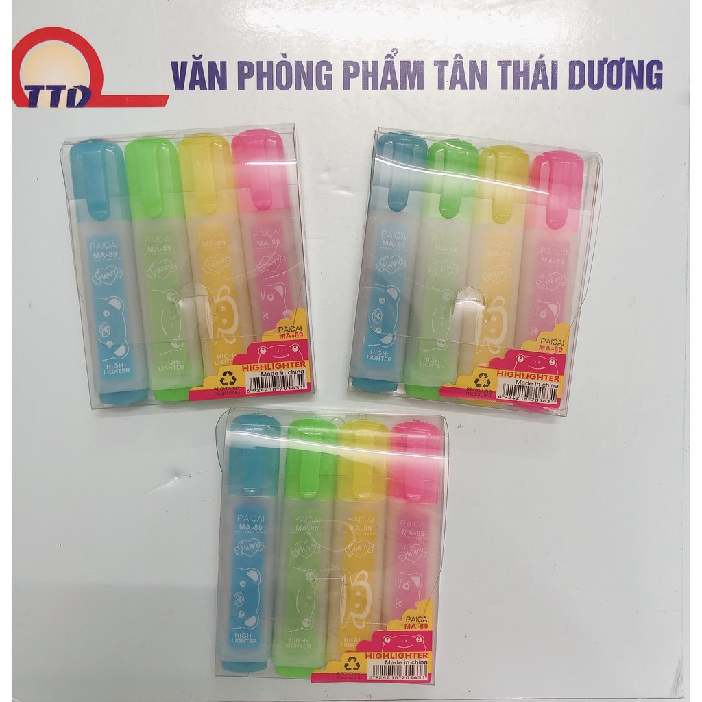 Bút nhớ dòng, Bút đánh dấu dòng - Vỉ 4 màu