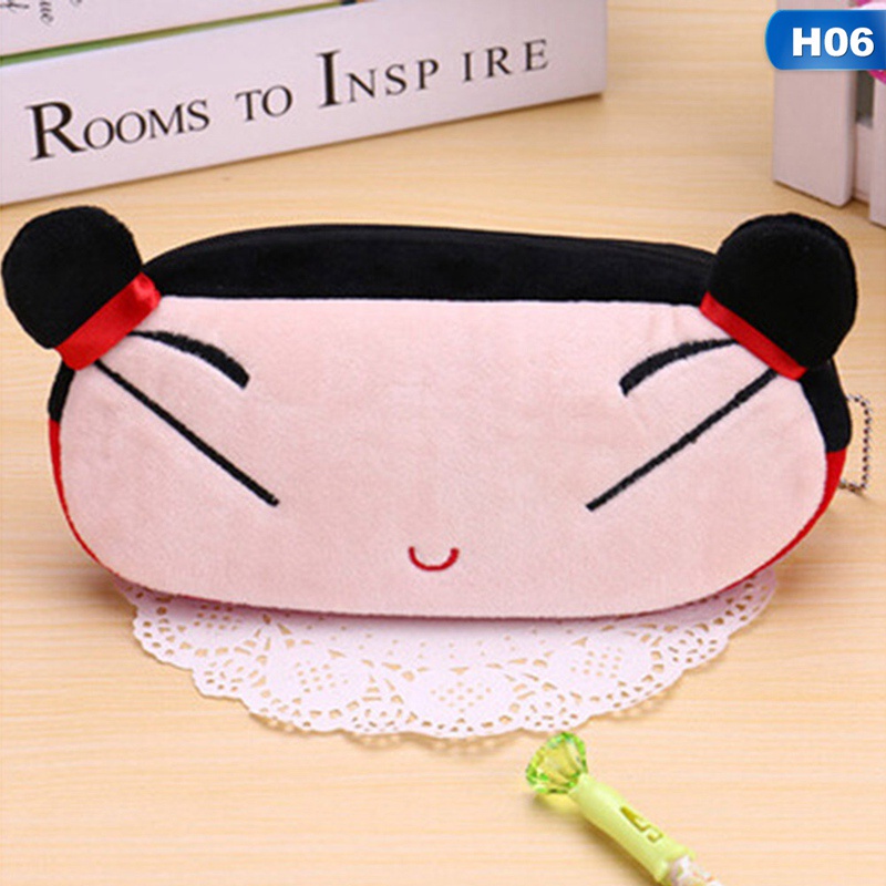 Túi đựng bút/ mỹ phẩm bằng vải nhung họa tiết hoạt hình tùy chọn dành cho trẻ em