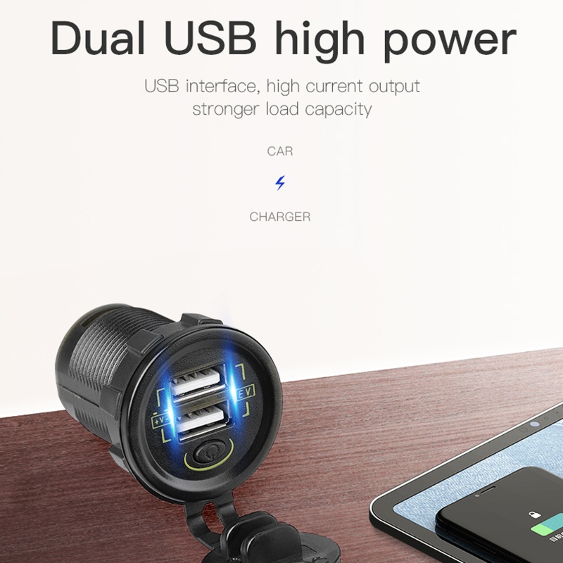 Ổ Cắm Sạc Hai Cổng USB 36V 48V 60V 72V 100V Với Công Tắc Sạc Nhanh Chống Thấm Nước Dành Cho Xe Đạp