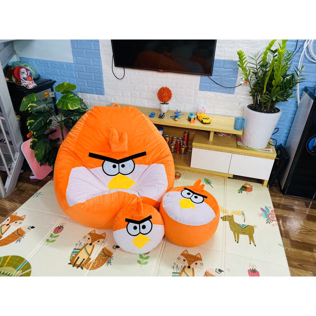 Ghế lười hạt xốp vải nhung hình thú, mịn, mát, hoạ tiết đáng yêu, size nhỏ đã có vỏ ghế + hạt xốp đầy đủ
