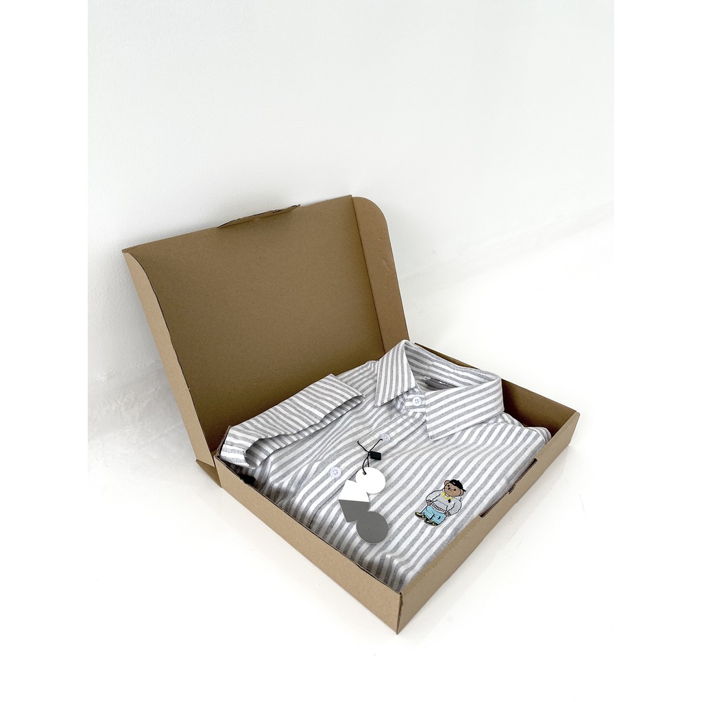 ÁO SƠ MI gấu kẻ sọc Oxford CHUOT TRANG BEAR SEASON