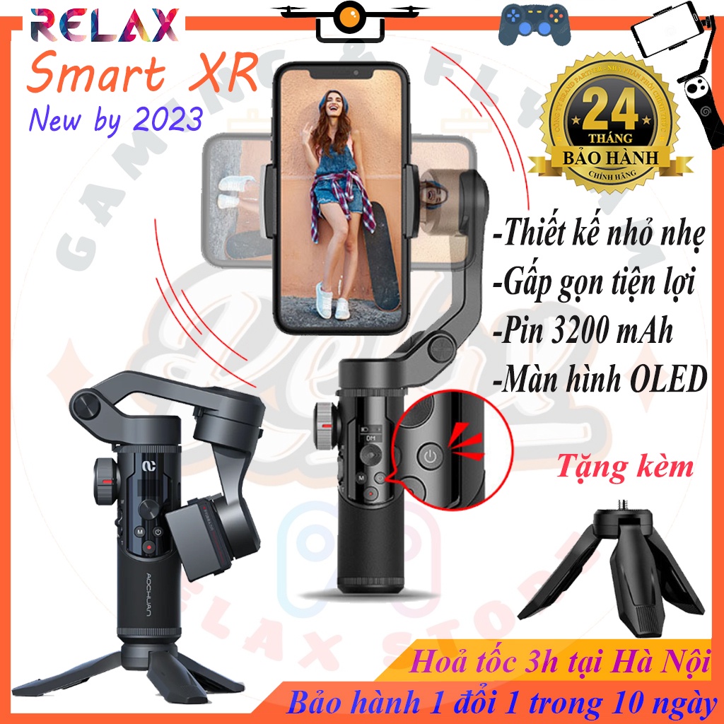 Gimbal quay phim chống rung điện thoại SMART XR - kết nối bluetooth - điều hướng 4 chiều - hỗ trợ tất cả các điện thoại