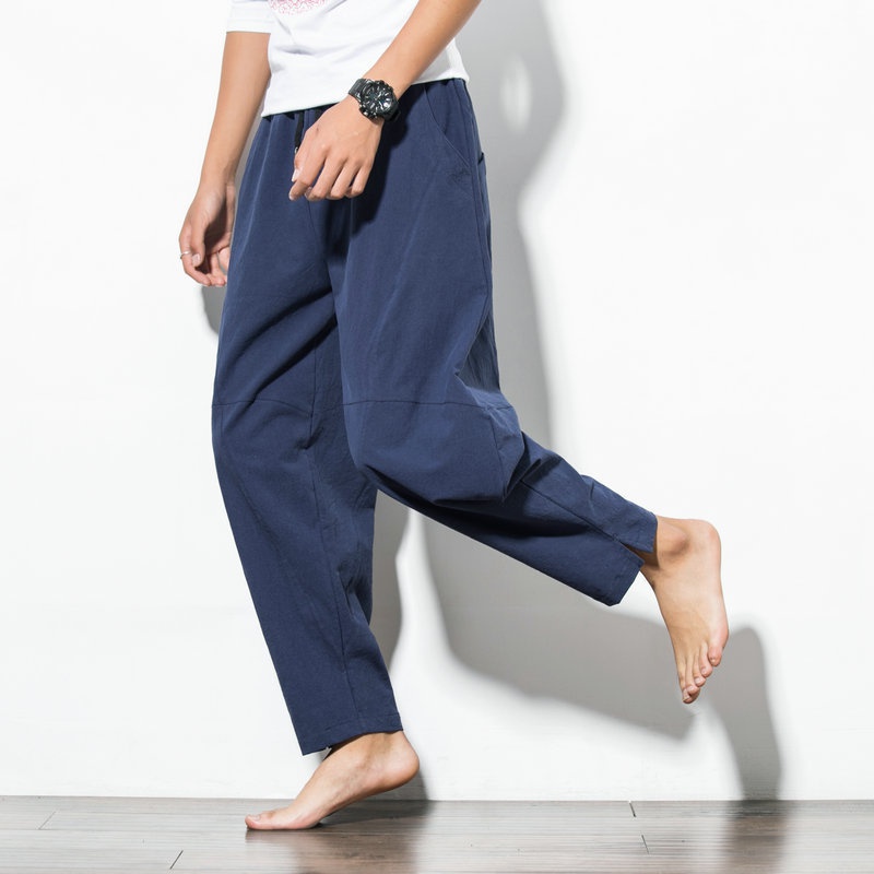 Quần Harem Chất Liệu Cotton Lanh Plus Size Cho Nam