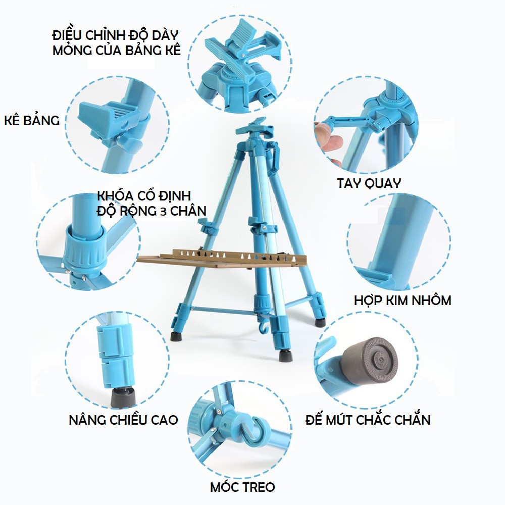 Giá vẽ tranh kim loại đi kèm khay đựng dụng cụ chuyên dùng để kê bảng gỗ, tranh vẽ