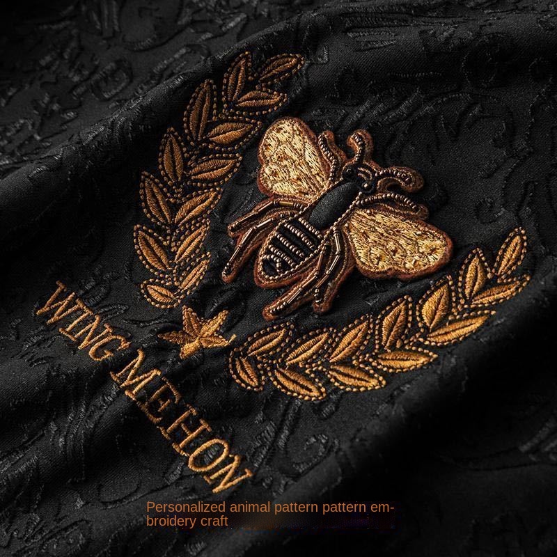 Bộ đồ thể thao hai món dáng rộng thêu họa tiết sang trọng thời trang Hàn Quốc cho nam