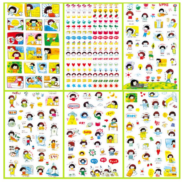 1k Deal hot  STICKER DÁN HÀN QUỐC SIÊU CUTE NHIỀU MẪU 1 TẤM