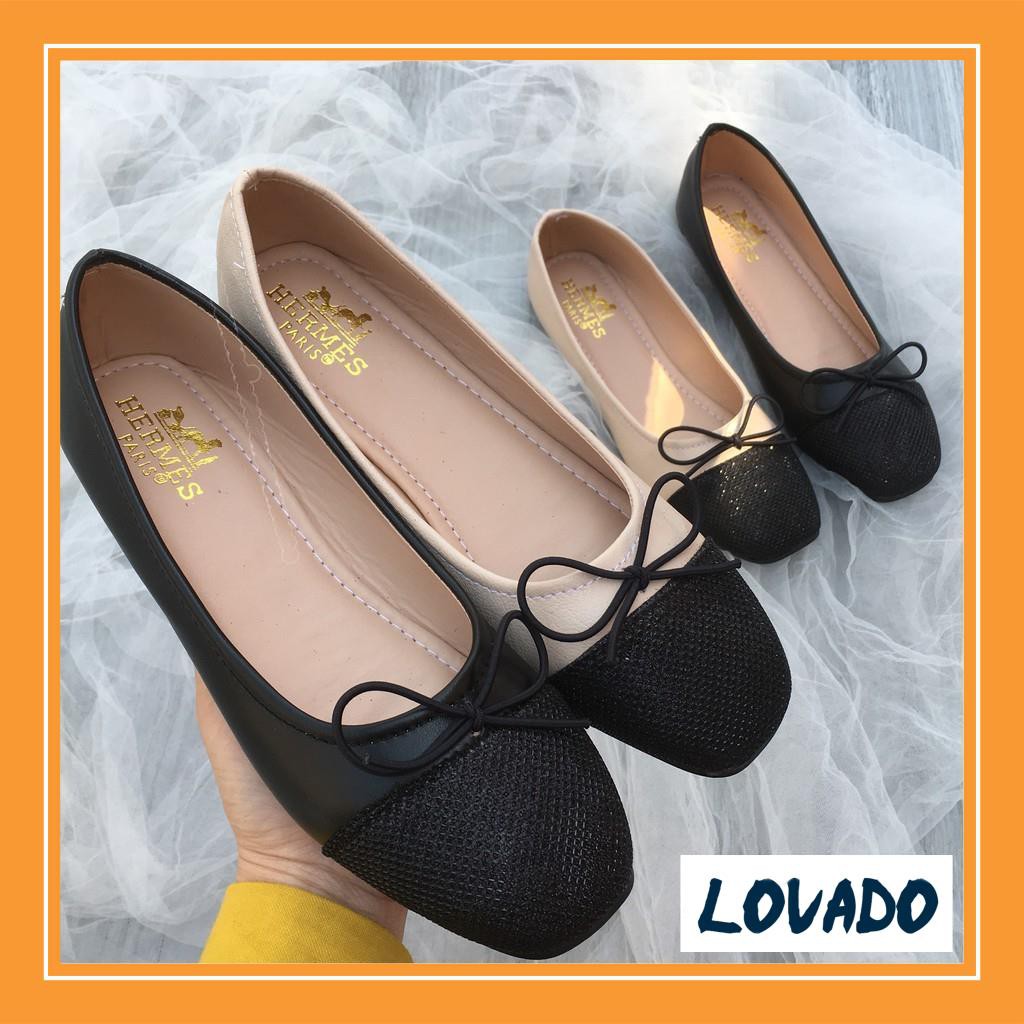 Giày nữ kiểu dáng búp bê đế bệt đính NƠ ẤU nhỏ nhắn xinh