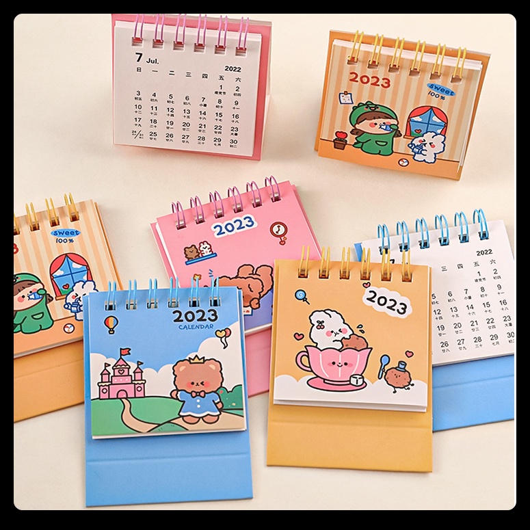Lịch chữ A nhỏ xinh để bàn cute 2023 hình gấu thỏ đáng yêu  - quà tặng bạn sinh nhật đẹp rẻ ý nghĩa