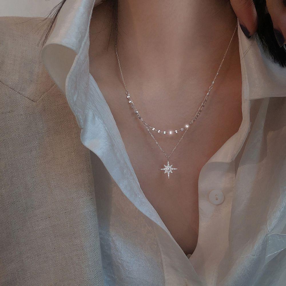 Vòng cổ Hai Lớp Hình Mặt Trăng Phong Cách Hàn Quốc