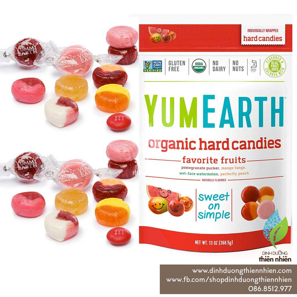 Viên Kẹo Trái Cây Hữu Cơ YumEarth Organic Hard Candies Yum Earth