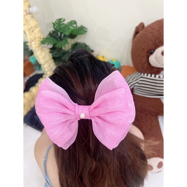 [ NAKI SHOP ] Kẹp nơ tiểu thư xinh ĐÍNH NGỌC xinh xắn cao cấp bản to