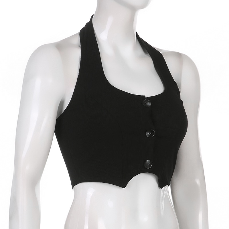 Áo croptop nữ ôm sexy cổ yếm không tay co dãn 4 chiều