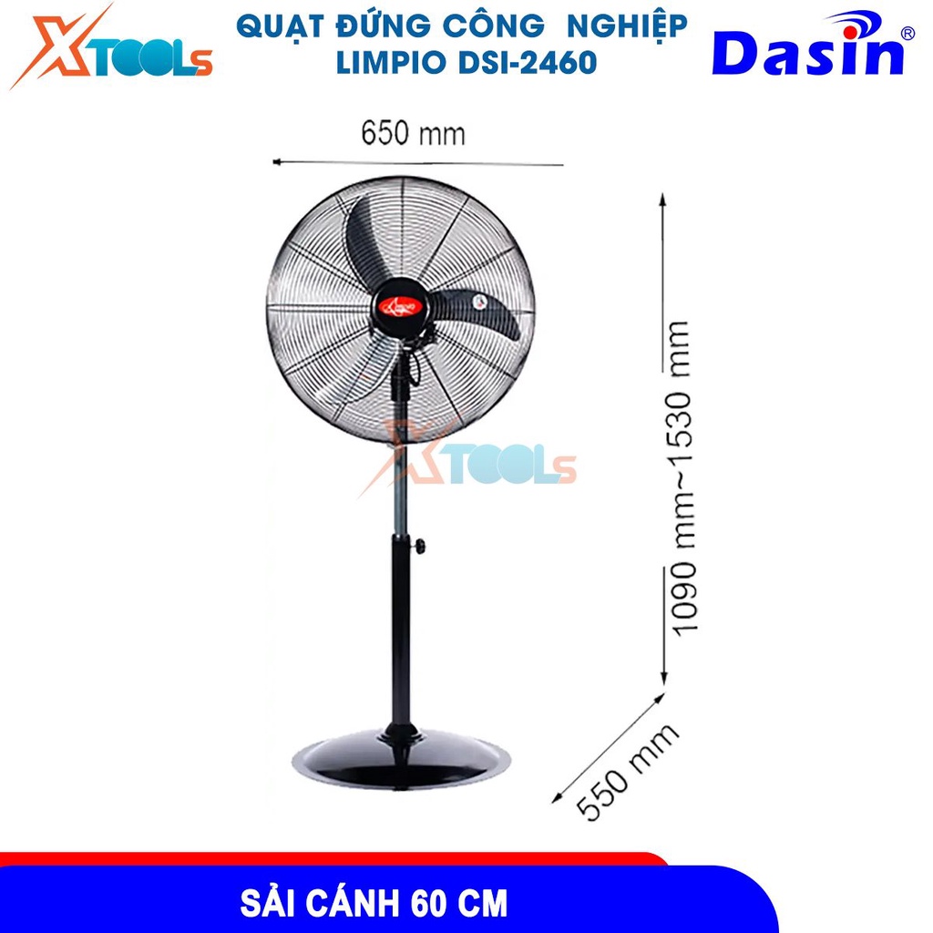 Quạt đứng công nghiệp Dasin DSI-2460 lưu lượng gió 131 m3/phút tốc độ vòng quay 1180 vòng/phút [CHÍNH HÃNG][XTOOLS]