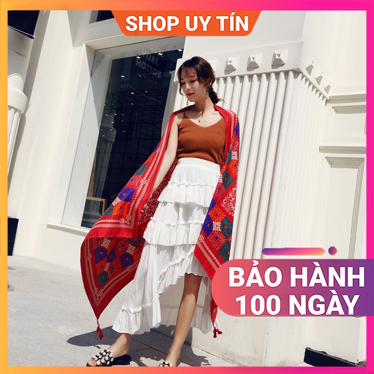 Khăn Quàng Cổ Thổ Cẩm Vintage - Khăn Choàng Boho Len Cashmere Nữ Đẹp