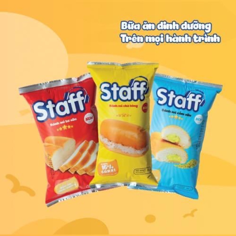 Bịch 10 gói bánh mì staff 3 vị