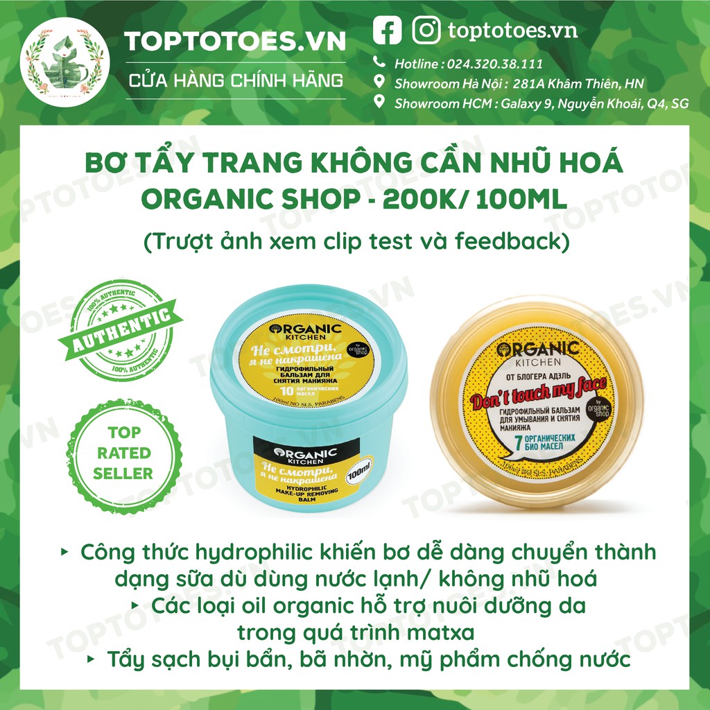 Bơ tẩy trang Organic Kitchen Hydrophilic Make-up Removing Balm làm sạch sâu, không cần nhũ hoá