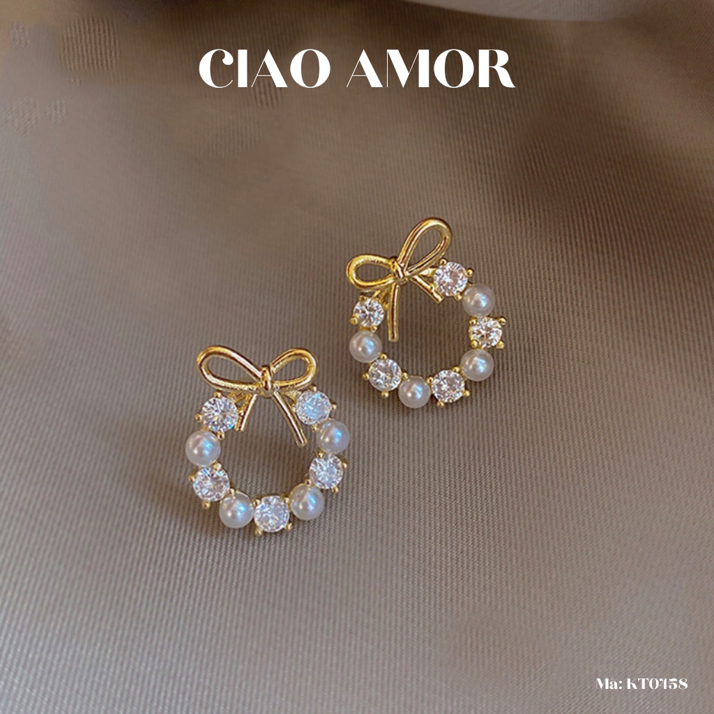 KT0458-Khuyên tai, Bông tai nữ nụ vòng hoa nhỏ dễ thương Trang sức Ciao Amor