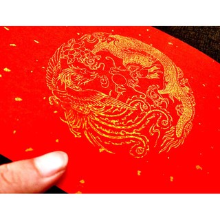 [CỔ NGHỆ THƯƠNG PHẨM] [Hàng Có Sẵn]Liễn Đỏ Cuộn Long Phụng Tiên Hạc