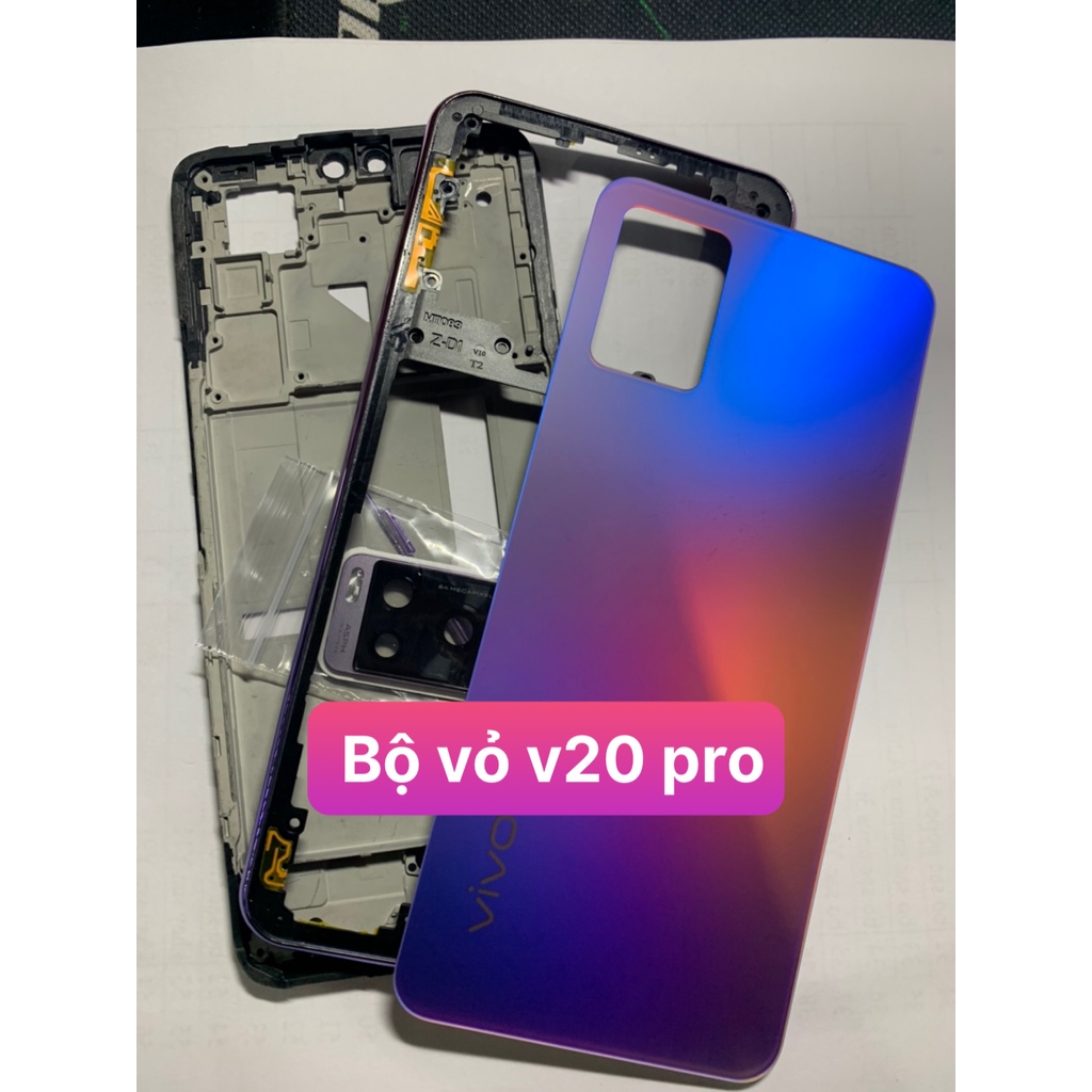 Bộ vỏ điện thoại zin hãng Vivo V20 PRO - 5G , gồm xương, sườn, lưng, phím bấm, và kính camera