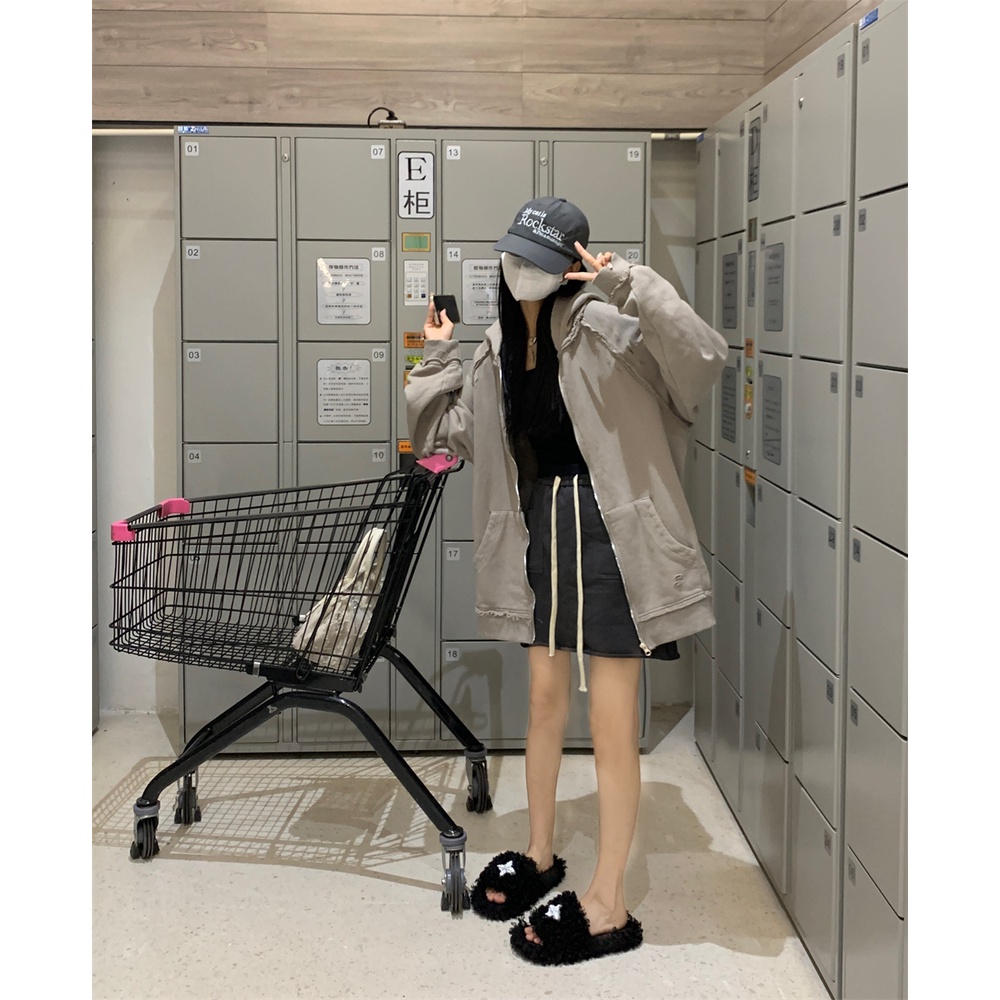 Áo Khoác cardigan Có Nón Dáng Rộng Thời Trang Mùa Thu Phong Cách Hàn Quốc Cho Nữ