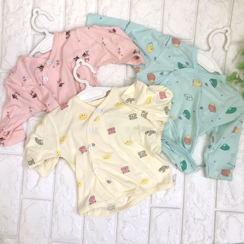 Áo Dài Sơ Sinh Vải Thun Lạnh Mềm Mát Cho Bé 3-10kg