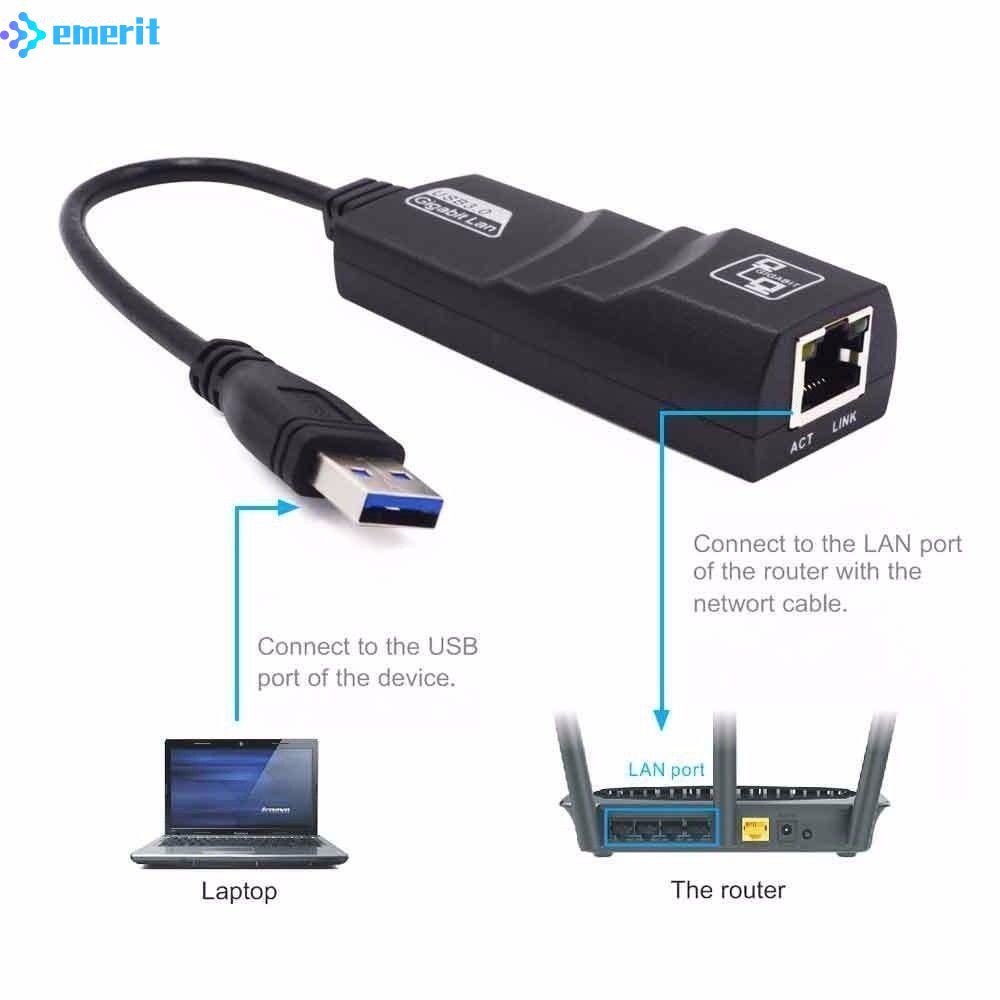 Bộ Chuyển Đổi Mạng Lan Usb 3.0 Sang 10 / 100 / 1000 Mbps Gigabit Rj45 Cho Pc Mac Em