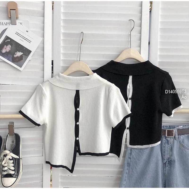 Áo len gài khuy ngọc tay dài 1023 thaotranshop90