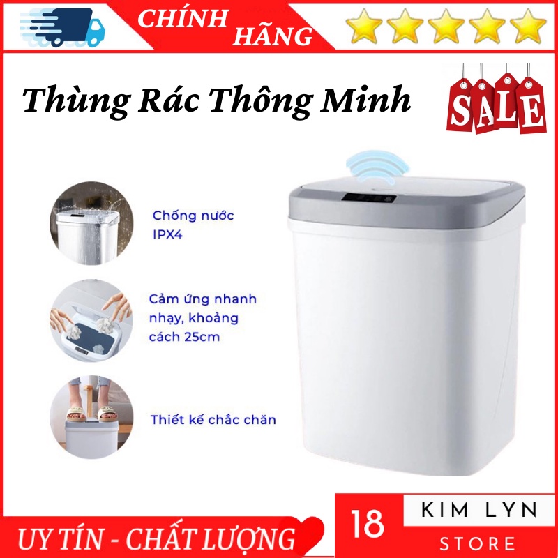 Thùng Rác Thông Minh Smarthome 16L - Thùng Rác Cảm Ứng Có Ngăn Chứa Túi Đựng Rác Tiện Lợi - Bảo Hành 12 Tháng