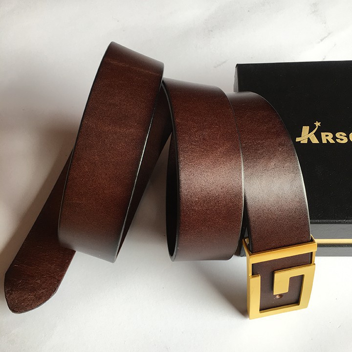 [HÀNG CHẤT] dây nịt nam thắt lưng da doanh nhân cao cấp thời trang khóa mạ vàng 24k